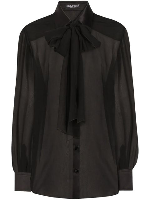 Dolce & Gabbana pussy-bow silk chiffon shirt - Black - zdjęcie produktu nr 1