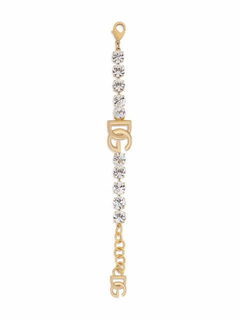 Dolce & Gabbana logo-plaque crystal-embellished bracelet - Gold