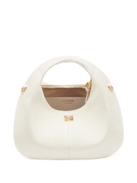 GANNI logo-plaque tote bag - White