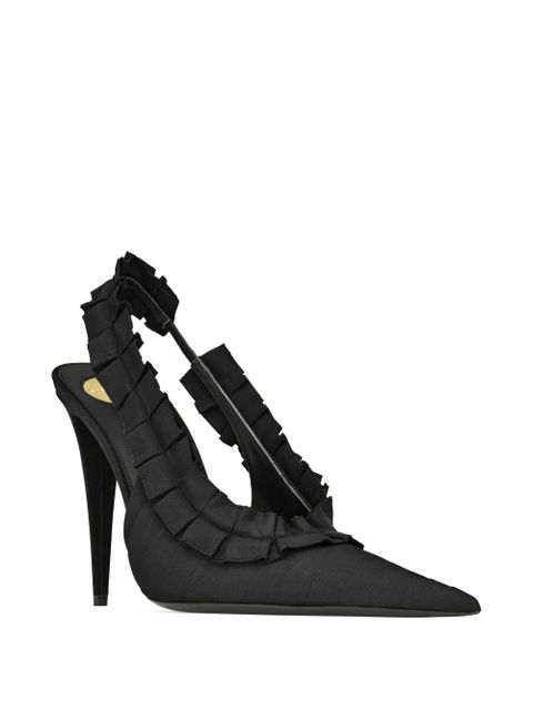 Saint Laurent Madeleine ruffled slingback pumps - Black - zdjęcie produktu nr 2