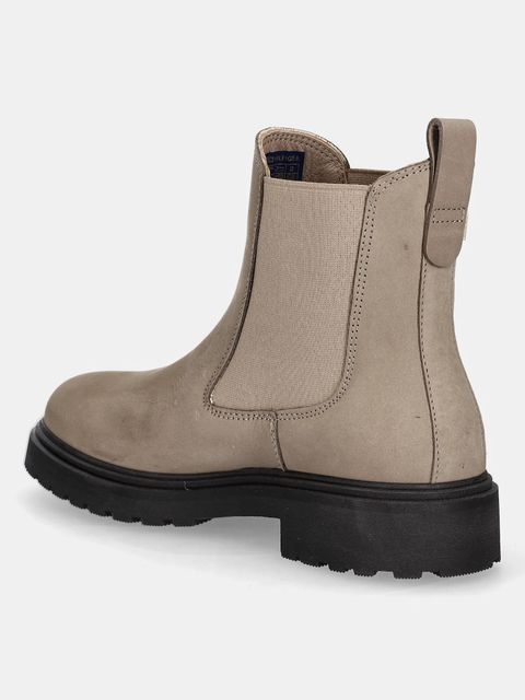 Tommy Hilfiger sztyblety nubukowe TH NUBUCK CLEATED CHELSEA damskie kolor beżowy na platformie FW0FW09041 - zdjęcie produktu nr 2