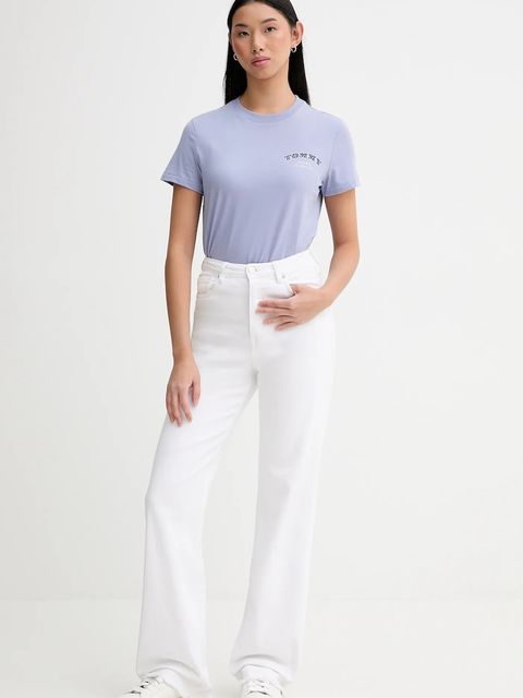 Tommy Jeans t-shirt bawełniany damski kolor fioletowy DW0DW22516