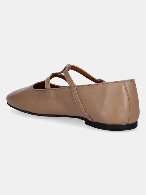 Tommy Hilfiger baleriny skórzane SMOOTH LEATHER T-BAR BALLERINA kolor beżowy FW0FW09153