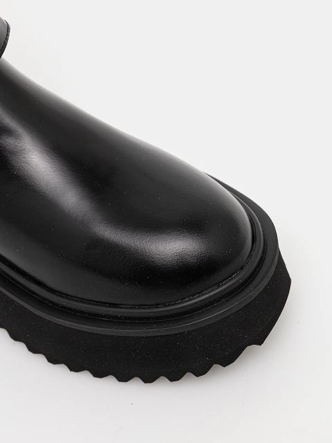 Love Moschino botki skórzane damskie kolor czarny na platformie JA24476I0NJD0000