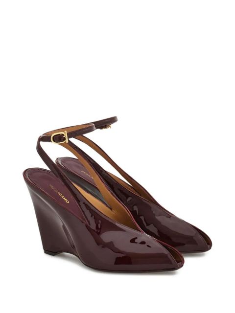 Ferragamo 90mm peep-toe wedge pumps - Purple