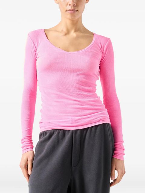 American Vintage Massachusetts long-sleeved V-neck T-shirt - Pink