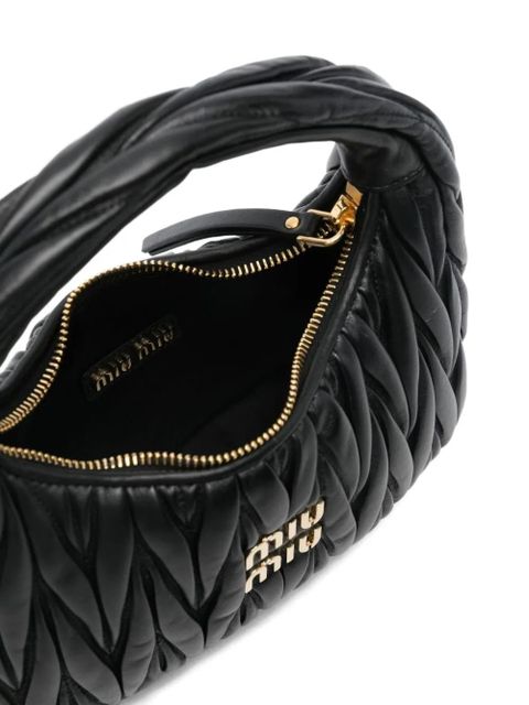 Miu Miu Wander matelassé leather tote bag - Black