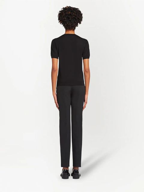 Prada logo-embroidered wool jumper - Black