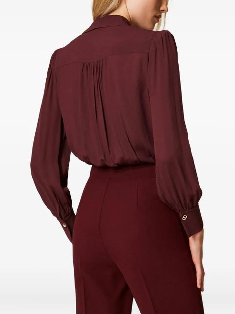 TWINSET wrap-effect puff-sleeve bodysuit - Red