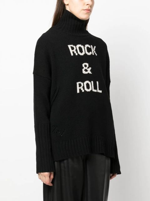 Zadig&Voltaire funnel-neck intarsia-knit jumper - Black - zdjęcie produktu nr 2