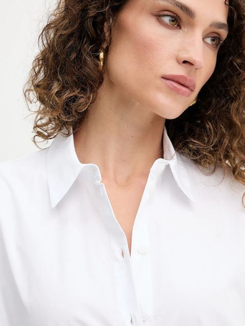 Patrizia Pepe koszula bawełniana damska kolor biały relaxed z kołnierzykiem klasycznym 8C0794 A634