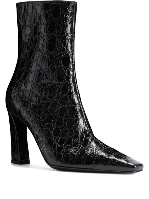 Giuseppe Zanotti Janiee Bootie 90 crocodile-effect square-toe boots - Black - zdjęcie produktu nr 1
