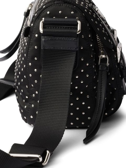 Prada studded Re-Nylon shoulder bag - Black