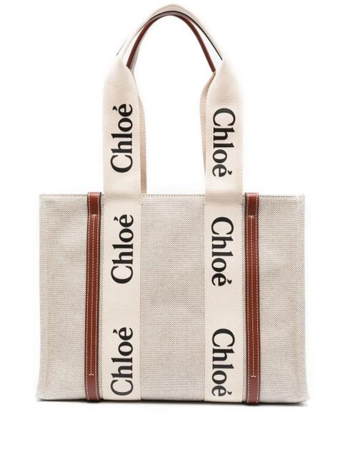 Chloé Woody logo-print tote bag - Neutrals - zdjęcie produktu nr 1