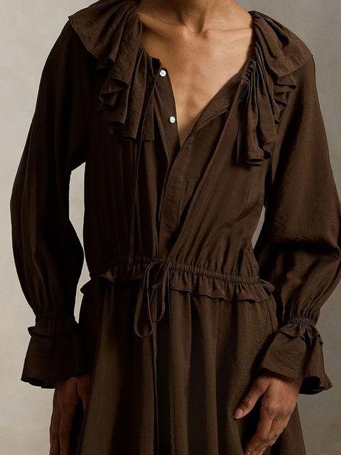 Polo Ralph Lauren sukienka kolor brązowy midi rozkloszowana 211A96366