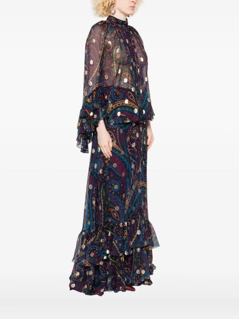 ETRO paisley-print ruffled top - Blue