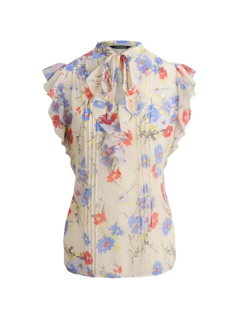 Lauren Ralph Lauren floral-print ruffled blouse - Neutrals - zdjęcie produktu nr 1