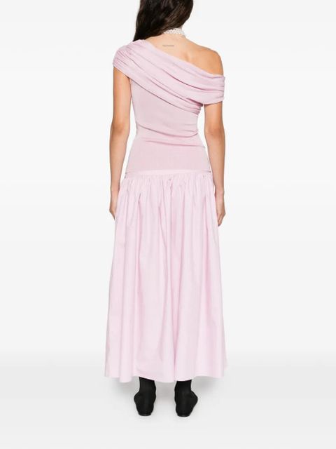 Self-Portrait draped gathered midi dress - Pink