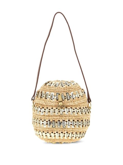 Rabanne 1969 metal-disc raffia ball handbag - Neutrals - zdjęcie produktu nr 1