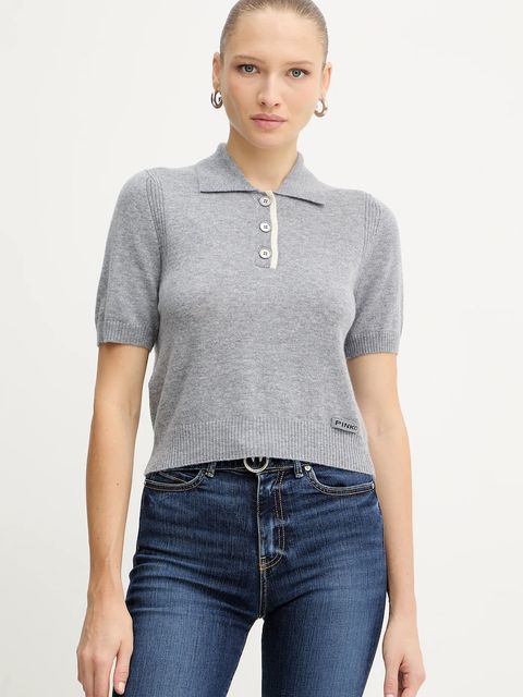 Pinko polo wełniane damskie kolor szary 105450 A2Q9 - zdjęcie produktu nr 1