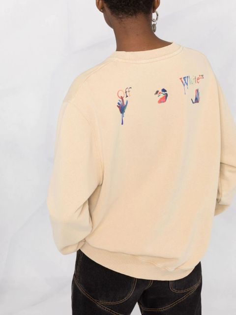 Off-White Draining Man logo-embroidered cotton sweatshirt - Neutrals
