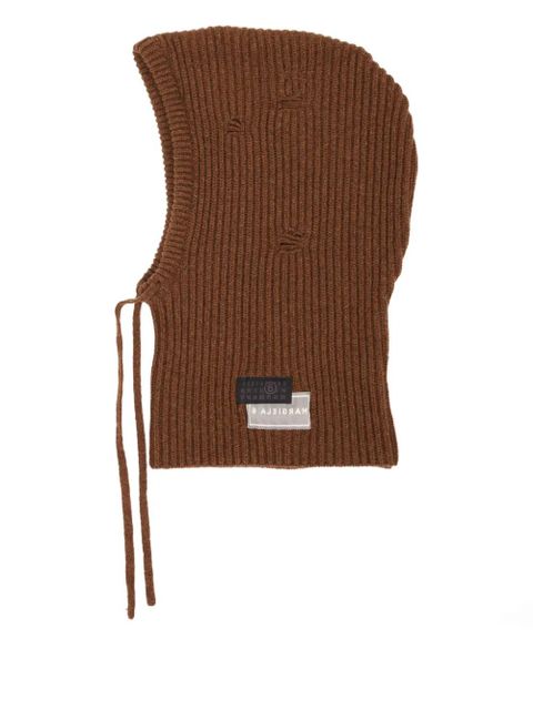 MM6 Maison Margiela ribbed-knit balaclava - Brown - zdjęcie produktu nr 1