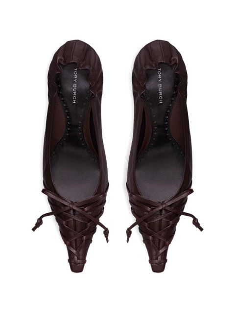 Tory Burch lace-up wedge pumps - Brown