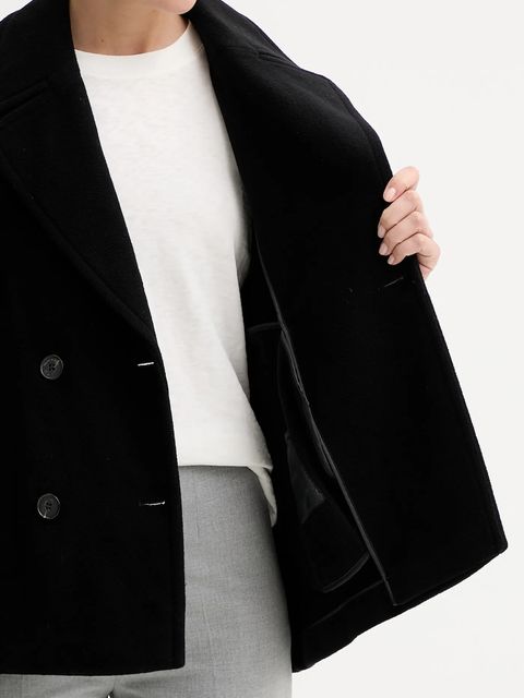 Marc O'Polo płaszcz z wełną kolor czarny 508017570119