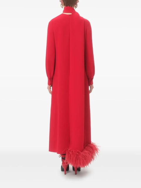 Valentino Garavani feather-trim midi dress - Red
