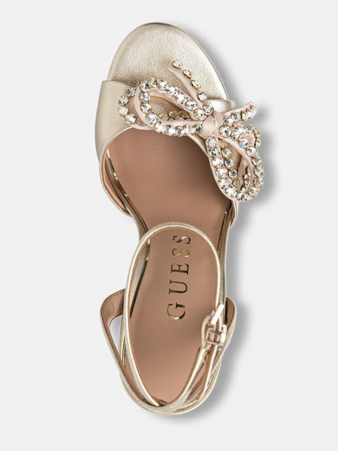 Guess sandały skórzane CHARMIN2 kolor złoty FLFCR2 LEA03