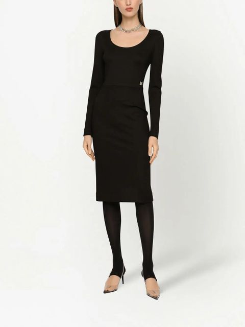 Dolce & Gabbana DG-logo Milano-rib midi dress - Black