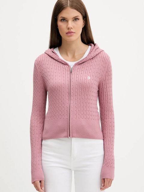 Guess Jeans kardigan z domieszką jedwabiu damska kolor różowy lekki W5BR04 Z3HO2 - zdjęcie produktu nr 1