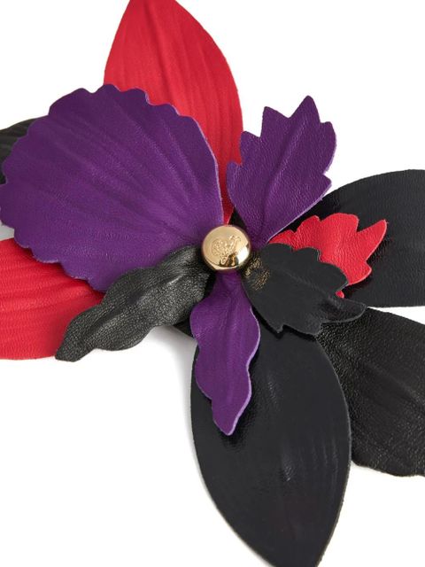 PUCCI leather flower brooch - Black