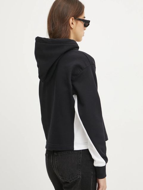 Karl Lagerfeld Jeans bluza damska kolor czarny z kapturem z nadrukiem A1W20017