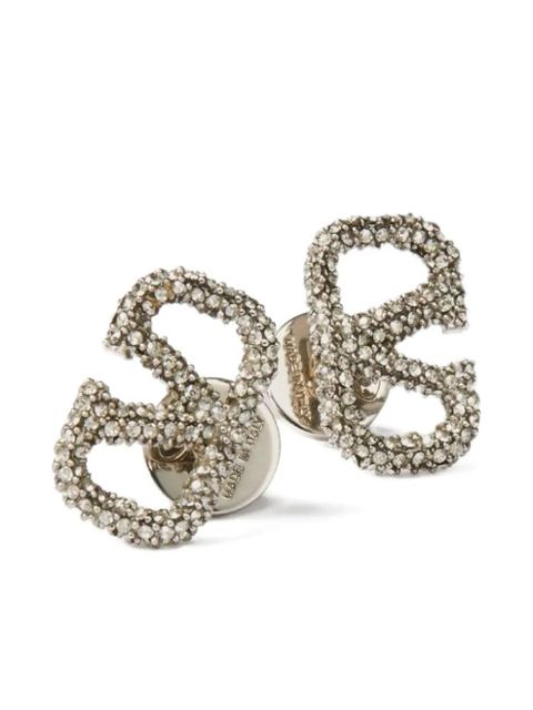 Valentino Garavani VLogo Signature crystal-embellished earrings - Silver - zdjęcie produktu nr 1