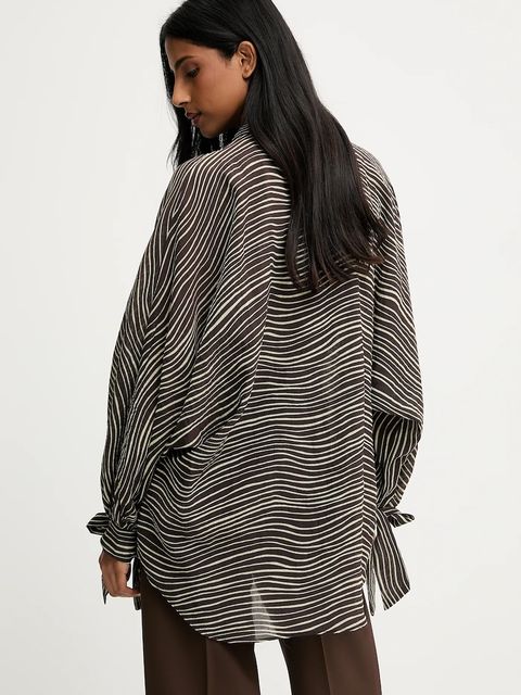 Answear.LAB koszula damska kolor brązowy relaxed z kołnierzykiem klasycznym