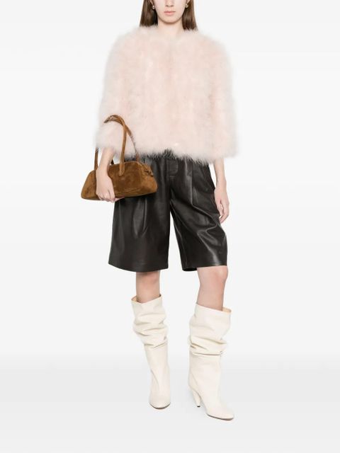 Yves Salomon pleated leather shorts - Brown - zdjęcie produktu nr 2