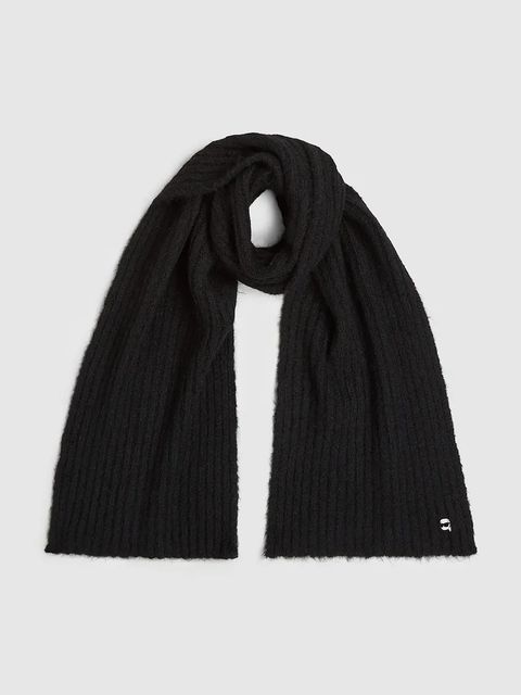 Karl Lagerfeld szalik IKON damski kolor czarny gładki A4W33119 - zdjęcie produktu nr 1