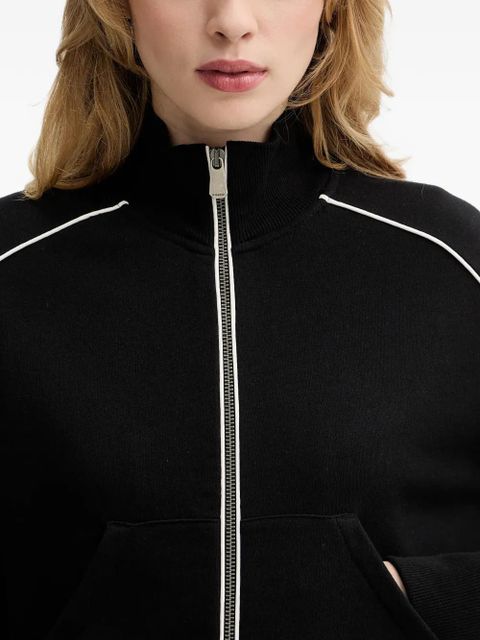 PINKO logo-embroidered sweat jacket - Black