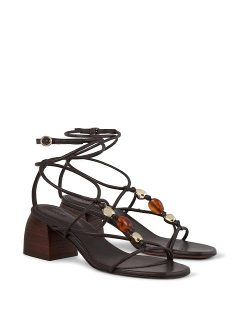 Ba&Sh Caya beaded ankle-tie sandals - Brown - zdjęcie produktu nr 2
