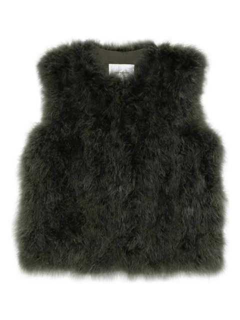 Yves Salomon feather-embellished gilet - Green