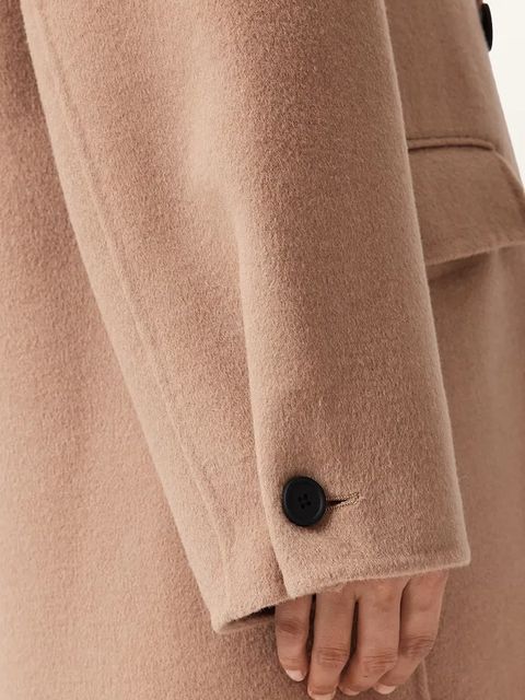 AllSaints płaszcz z dodatkiem wełny SELLMA kolor beżowy W019OD