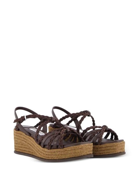 Jimmy Choo braided-leather wedge-heel sandals - Brown - zdjęcie produktu nr 1