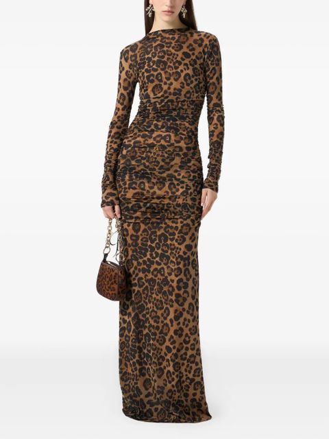 Blumarine leopard-print ruched dress - Brown