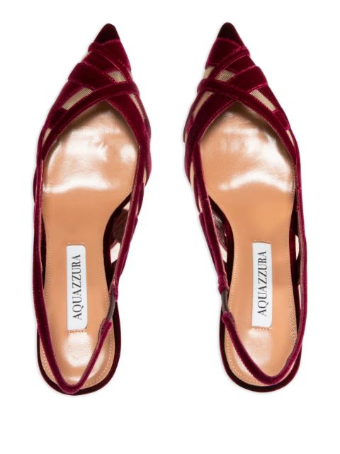 Aquazzura 65mm slingback velvet pumps - Red