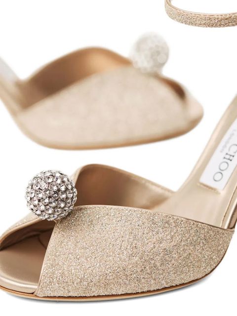 Jimmy Choo 85mm crystal embellished sandals - Gold