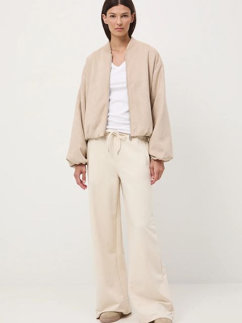 Medicine spodnie dresowe damskie kolor beżowy szerokie medium waist - zdjęcie produktu nr 1