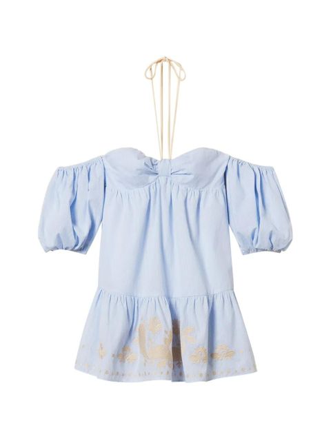 TWINSET pinstripe off-shoulder dress - Blue - zdjęcie produktu nr 1