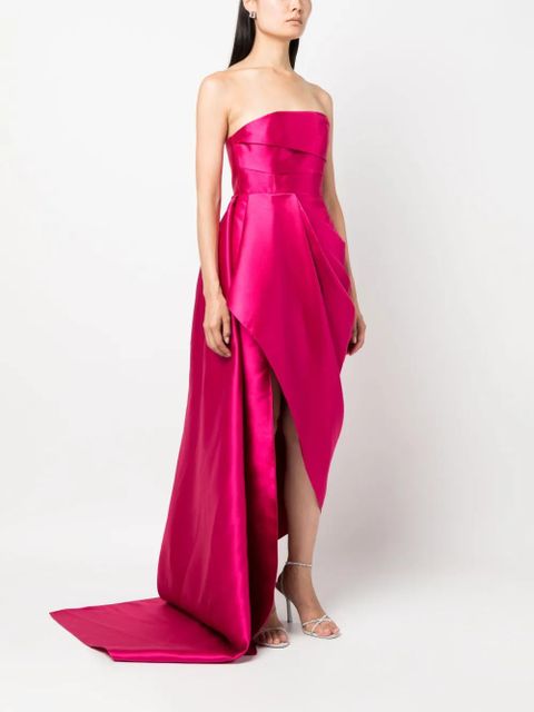 Solace London The Raya draped satin gown - Pink