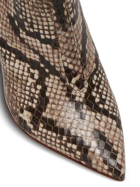 Balmain Alma 95mm snakeskin-effect boots - Brown